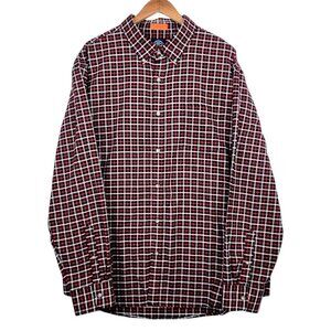 Men XXL St. Johns Bay Red Plaid Button-Down Long Sleeve Comfy Stretch Easy Care